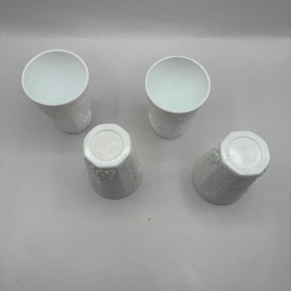 Westmoreland Paneled Grape Milk Juice Glass Tumblers Set White 5.25in Vintage
